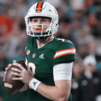 Miami Football QB Tyler Van Dyke attempts pass