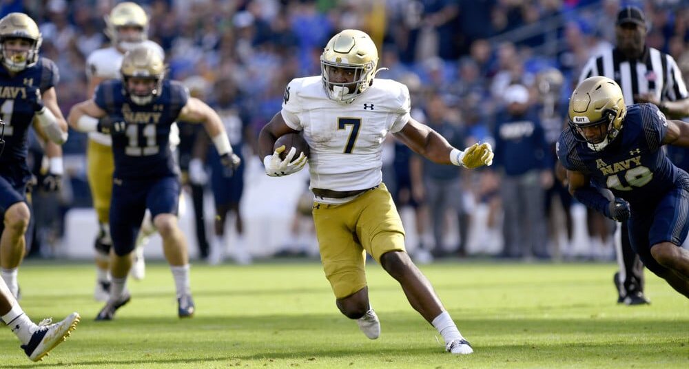 Notre Dame RB Audric Estime hits College Football Player Props