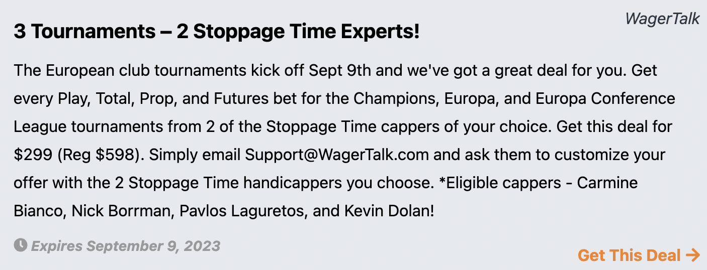 Stoppage Time Special Offer