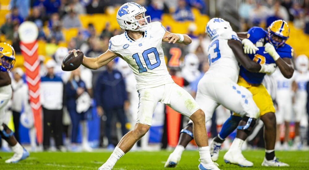 Drake Maye attempts to pass College Football Player Props numbers