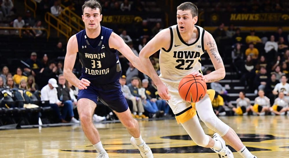 Patrick McCaffery attempts to hit college basketball player props