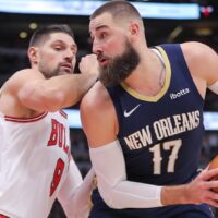 Jonas Valanciunas attempts to pass NBA player props