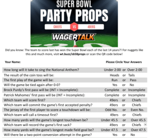 Super Bowl 58 Prop Betting Sheet