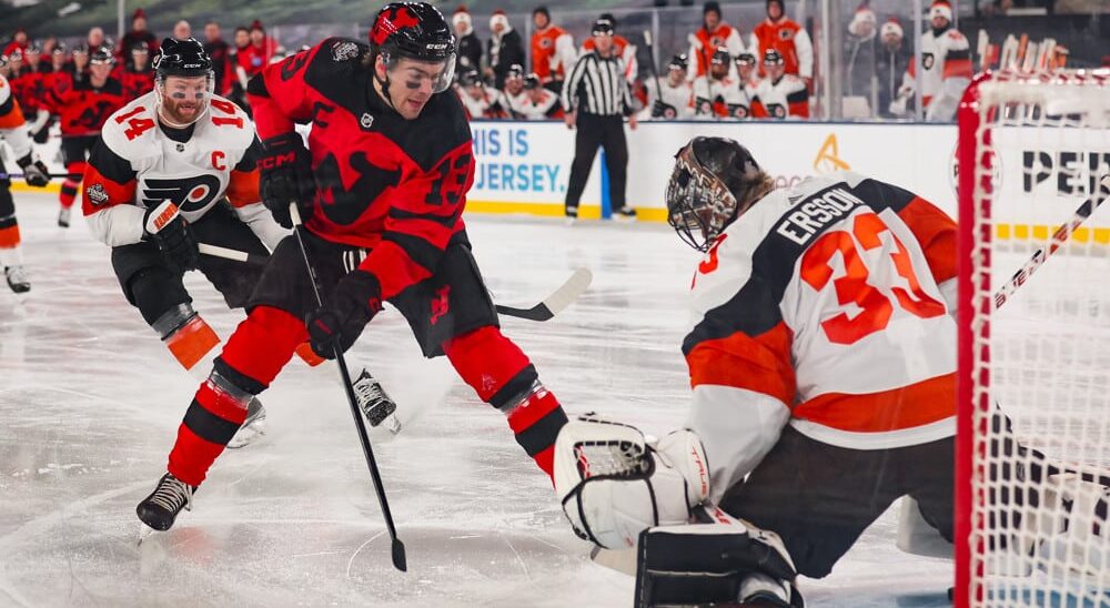 Nico Hischier attempts to pass NHL Player Props number