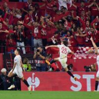 Sevilla celebrates La Liga goal